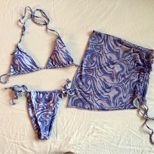 Periwinkle purple 3 piece bikini set